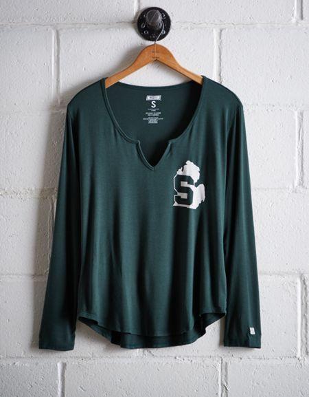 Tailgate Women's Michigan State Split Neck T-shirt