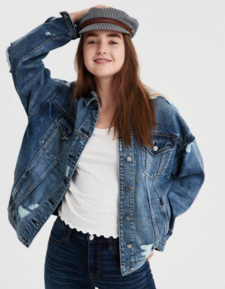 American Eagle Outfitters Ae Destroy Boyfriend Denim Jacket