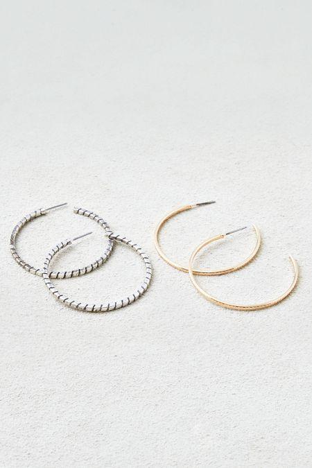 American Eagle Outfitters Ae Star & Gold Textured Hoops