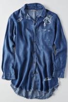 American Eagle Outfitters Don't Ask Why Destroyed Chambray Shirt
