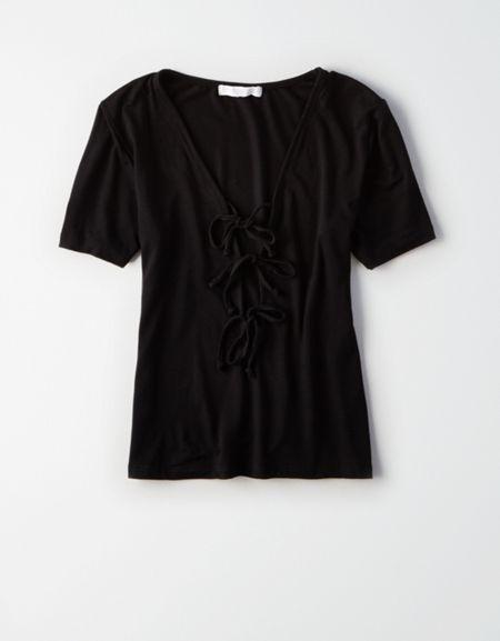 American Eagle Outfitters Don't Ask Why Tie Front T-shirt