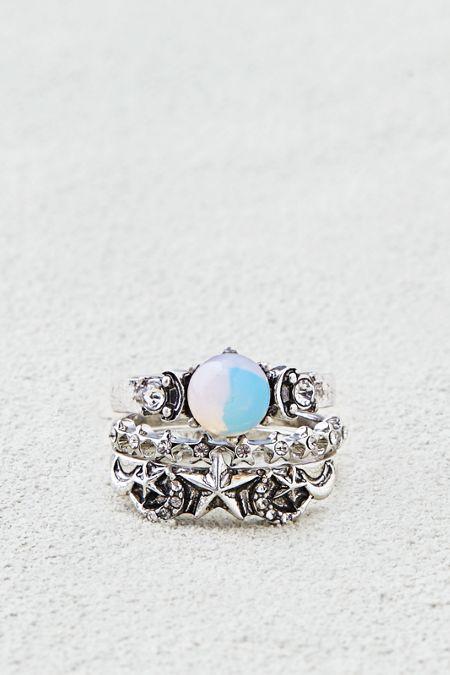 American Eagle Outfitters Ae Star & Stones Rings 3-pack