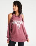 American Eagle Outfitters Ae Cold Shoulder Van Halen Graphic Sweatshirt