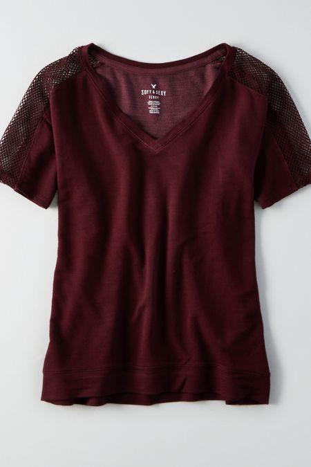 American Eagle Outfitters Ae Shoulder Yoke V-neck Sweatshirt
