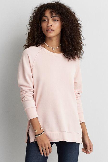 American Eagle Outfitters Ae Zip Side Raglan Sweatshirt