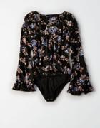 American Eagle Outfitters Ae Long Sleeve Wrap Bodysuit