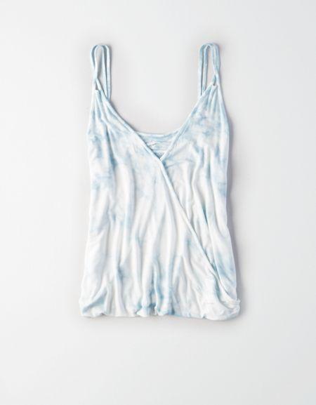 American Eagle Outfitters Ae Soft & Sexy Tie-dye Double Strap Wrap Front Top