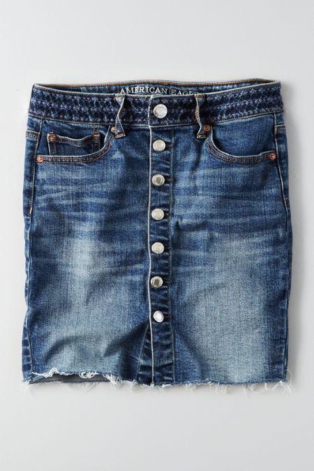 American Eagle Outfitters Ae Fray Hem Denim Skirt