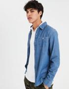 American Eagle Outfitters Ae Chambray Denim Button-down Shirt