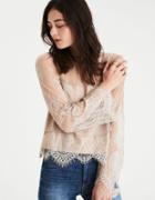 American Eagle Outfitters Ae Mixed Media Tiered Lace Top