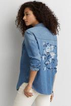 American Eagle Outfitters Ae Embroidered Denim Shirt