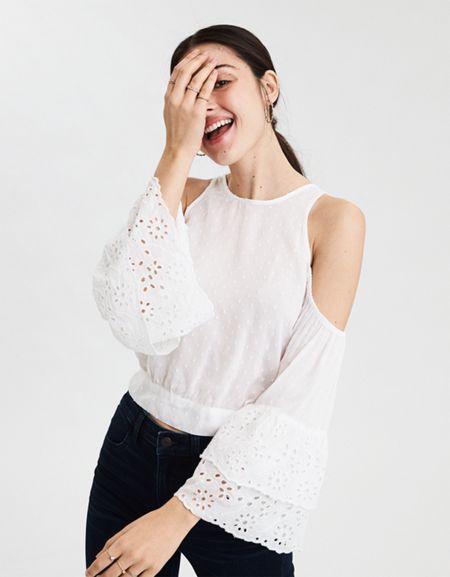American Eagle Outfitters Ae Cold Shoulder Crop Top
