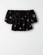 American Eagle Outfitters Ae Off The Shoulder Bubble Crop Top