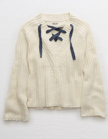 Aerie Lace Up Sweater