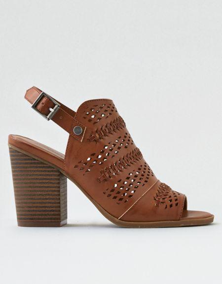 American Eagle Outfitters Ae Peep Toe Sling Back Block Heel Sandal