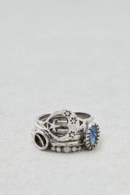 American Eagle Outfitters Ae Moon And Stars Ring 5-pack