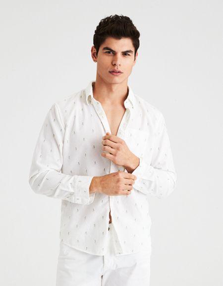 American Eagle Outfitters Ae Classic Ditsy Print Button-down Oxford Shirt