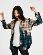 American Eagle Outfitters Ae Bleached Flannel Boyfriend Shirt