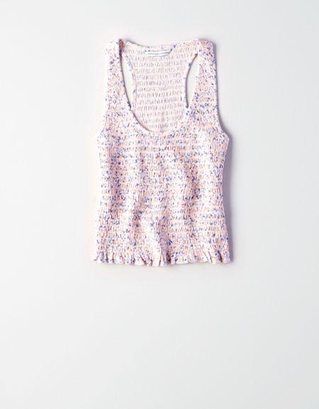 American Eagle Outfitters Ae Soft & Sexy Smocked Floral Print Tank Top