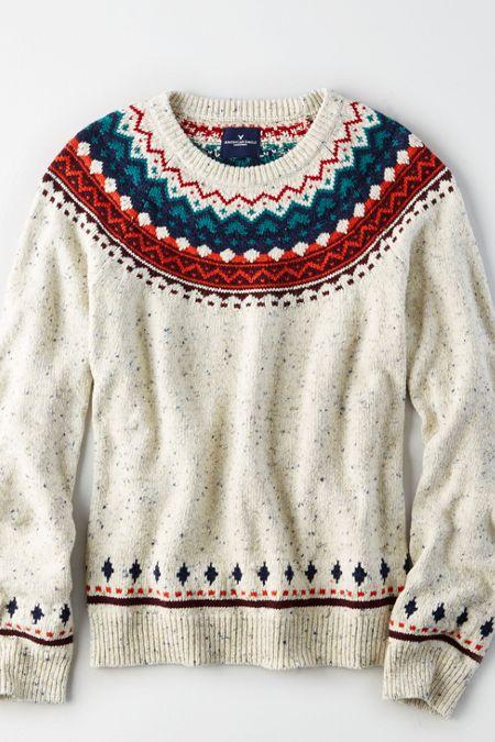 American Eagle Outfitters Ae Patterned Crew Sweatshirt