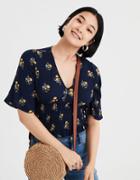 American Eagle Outfitters Ae Smocked Waist Ruffle Hem Blouse