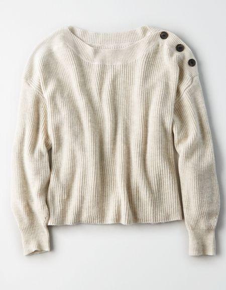 American Eagle Outfitters Ae Button Shoulder Shaker Pullover