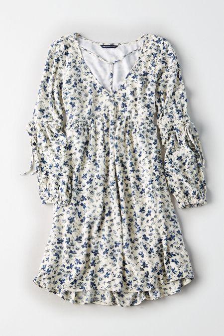American Eagle Outfitters Ae Tie-sleeve Shift Dress