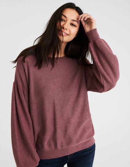 American Eagle Outfitters Ae Textured Balloon Sleeve Sweater