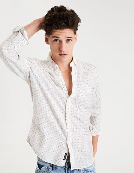 American Eagle Outfitters Ae Classic Print Button Down Oxford Shirt