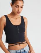 American Eagle Outfitters Ae Soft & Sexy Wrap Front Henley Crop Top