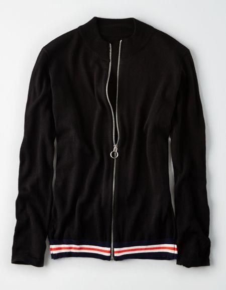 American Eagle Outfitters Don't Ask Why Colorblocked Zip-up Sweater