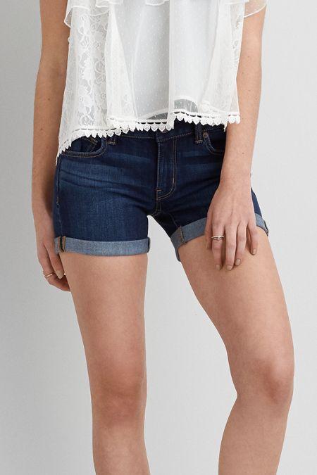 American Eagle Outfitters Ae Denim X4 Cuffed Midi Short