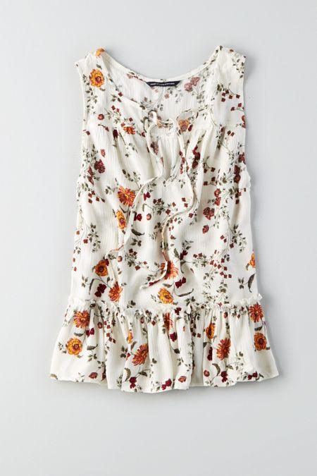 American Eagle Outfitters Ae Tiered Floral Tank
