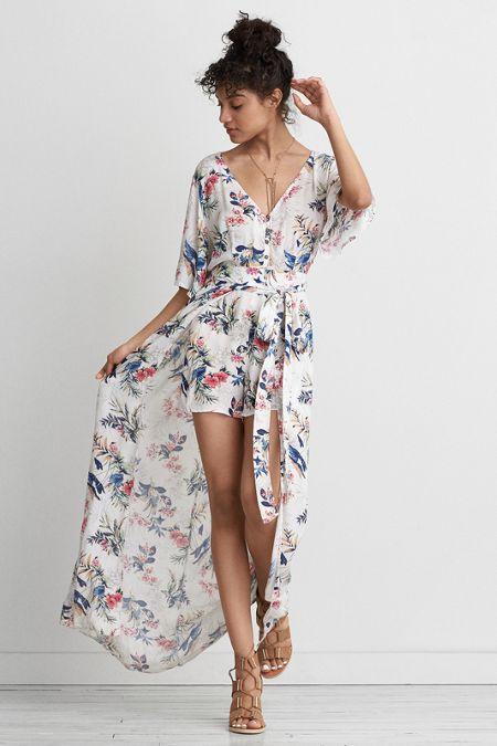 American Eagle Outfitters Ae Kimono Maxi Romper