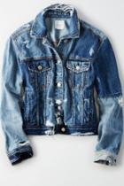 American Eagle Outfitters Ae Destroyed Two-tone Denim Jacket