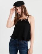 American Eagle Outfitters Ae Tiered Hem Crochet Crop