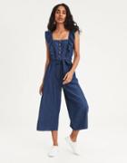 American Eagle Outfitters Ae Ruffle Strap Denim Jumpsuit