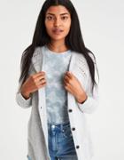 American Eagle Outfitters Ae Waffle-knit Shirttail Cardigan