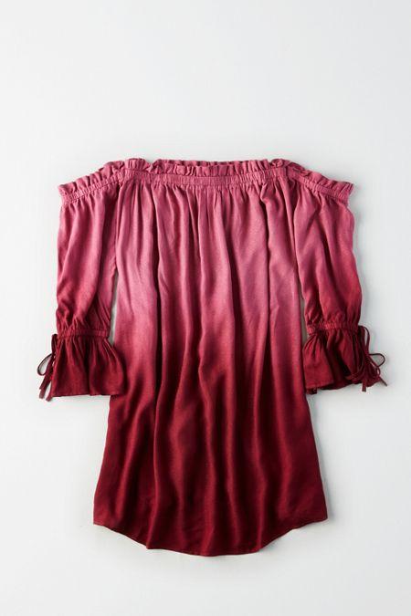 American Eagle Outfitters Ae Dip-dye Off-the-shoulder Dress