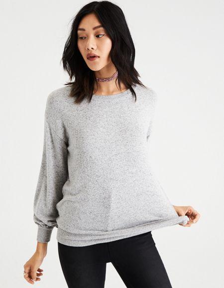 American Eagle Outfitters Ae Soft & Sexy Plush Puff-sleeve Sweatshirt