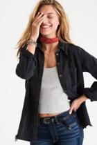 American Eagle Outfitters Ae Destroyed Denim Button-down Shirt