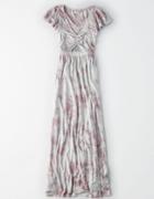 American Eagle Outfitters Ae Knit Ruched Front Bow Maxi Dress