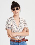 American Eagle Outfitters Ae Cropped Button Up Blouse