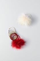 American Eagle Outfitters Ae Berry & Tan Pom Pom Hair Ties