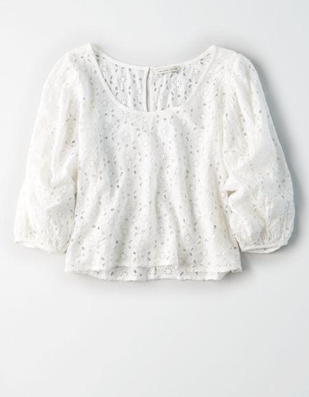 American Eagle Outfitters Ae Bubble Sleeve Top