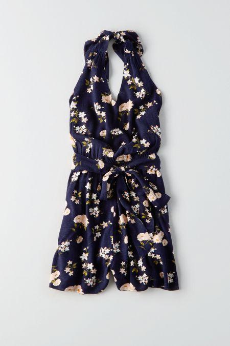 American Eagle Outfitters Ae Printed Halter Romper