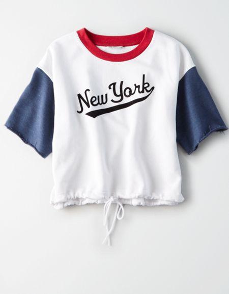 American Eagle Outfitters Ae Colorblock Short Sleeve Sweatshirt