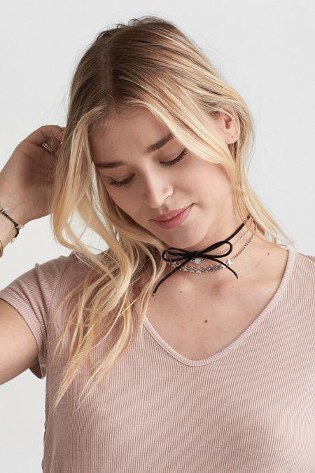 American Eagle Outfitters Ae Chain & Black Bow Choker 3-pack