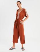 American Eagle Outfitters Ae Embroidered Kimono Jumpsuit