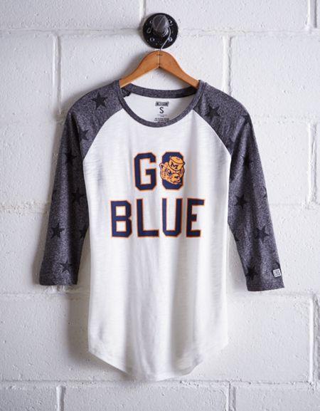 Tailgate Women's Michigan Star Print Baseball Shirt